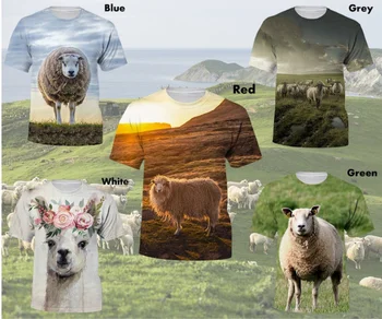 2020 Vyrų Atsitiktinis trumparankoviai 3D Avių Gyvūnų Spausdinti marškinėliai Mielas Pet Viršų