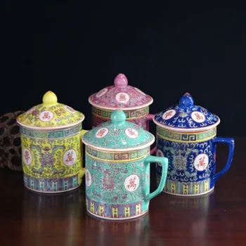 Jingdezhen Keramikos Puodelis Su Dangteliu 3D Modelio 1960 Puodelis Kinijos Kung Fu arbatos Puodeliai, Kavos Puodeliai, Už Kapučino Keramikos Puodelis H