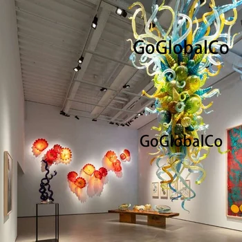 GoGlobalCo Ranka Pūstinis Stiklas, Pakabukas Apšvietimo Šiuolaikinio Meno Dekoro Lempos Krištolo Sietynas, Prabangūs Sienų Dekoras Plokštės