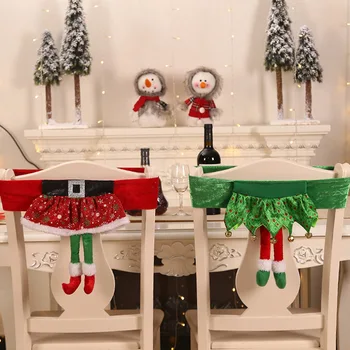 Žalia ELF Raudona Suknelė Kalėdų Rankos Kėdžių dangose Pokylių Kėdės Nugaros Užvalkalai už Kalėdos Valgomojo Stalas, Kėdės Atostogų Festivalis Dekoras