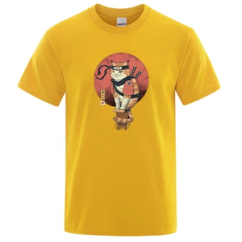 Japanese Ninja Katė Spausdinimo T-Shirt Vyras Atvėsti Vasaros Trumpomis Rankovėmis Vyras Tshirts Vintage Mados Marškinėliai Punk Streetwear Marškinėliai