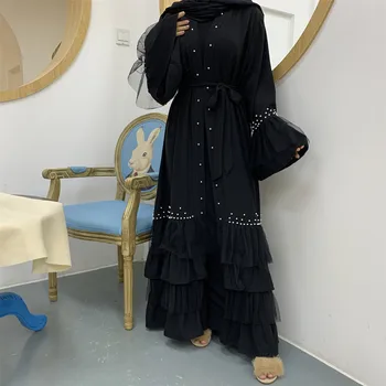 Ramadanas Abaja Islamas Kaftan Zawalcowany Akių Big Swing Ilga Suknelė 2022 Musulmonų Drabužiai Dubajus Abayas Moterų Caftan Jilbab Hijab Skraiste