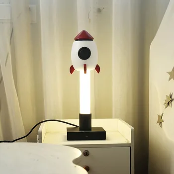 Kosminių raketų vaikų kambario lempos dekoratyvinis stalo lempa mados akių apsaugos led šiuolaikinės paprasta naktiniai berniukas miegamojo lempa