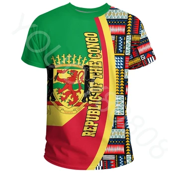 Naujas Kongo Respublikos Vėliavos ir Kent Grafinis Specialusis Leidimas Afrikos Regione T-Shirt Spausdinti Atsitiktinis Sporto Vyrų ir Moterų Viršų