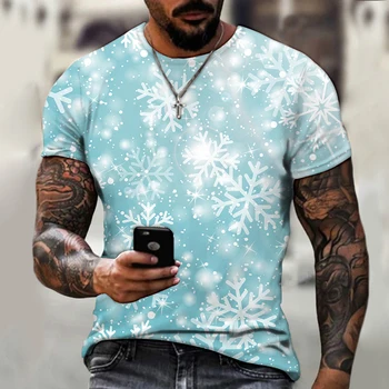 Vyrai T-shirt Prarasti Snaigės Modelio Juokingas Cool Trumpas Rankovės Harajuku Stiliaus 3D Spausdinimo Mados Atsitiktinis O-Kaklo Hip-Hop Drabužius Viršūnės