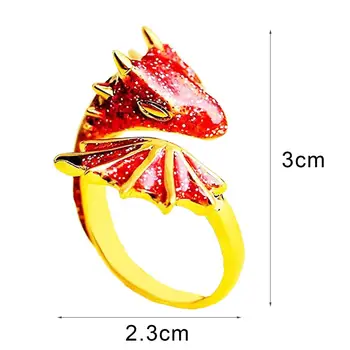 Stilingas Drakono Žiedas Unisex Emalio Žiedas Dėvėti, Atsparus Spalvingas Drakonas Unisex Žiedas Nr. Deformacijos