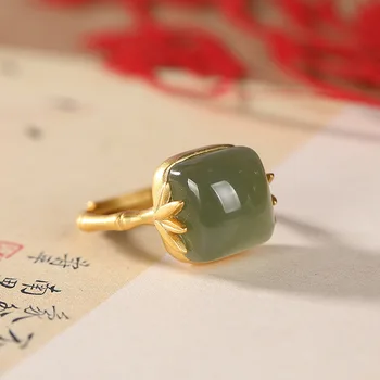 Green Jade Žiedas Chalcedony Papuošalai Cirkonis Gamtos Dovanos Brangakmenio 925 Sidabro Amuletas Žavesio Moterų Kristalų Mados