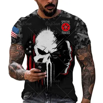 Mados Tendencija Armijos Kareivis Veteranas 3D Spausdinimo Vyrų marškinėliai Vasarą Laisvi O-Kaklo trumpomis Rankovėmis Atsitiktinis Negabaritinių Drabužių Viršūnes 6xl