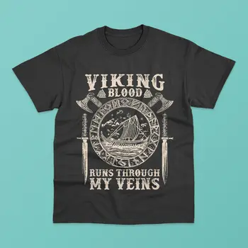 Vikingų Kraujas teka mano Gyslomis Vikingų Laivų Klasikiniai Marškinėliai