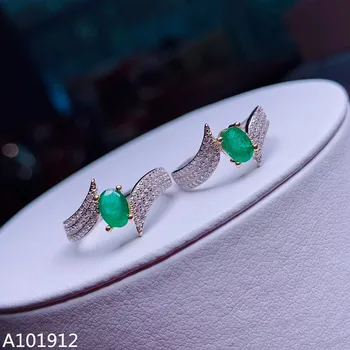 KJJEAXCMY boutique papuošalus 925 sterlingas sidabro gamtos smaragdas merginos žiedas paramą nustatymo
