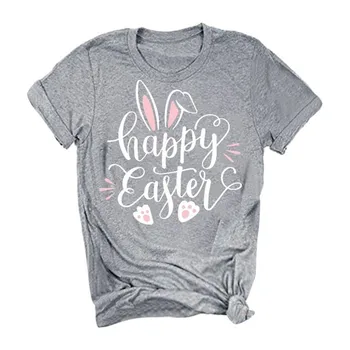 Naujai linksmų VELYKŲ T-shirt Easter Bunny Spausdinti Apvalios Kaklo trumpomis Rankovėmis Marškinėliai Tematikos QMilch Viršūnes Festivalio Unisex 8 Dydžiai
