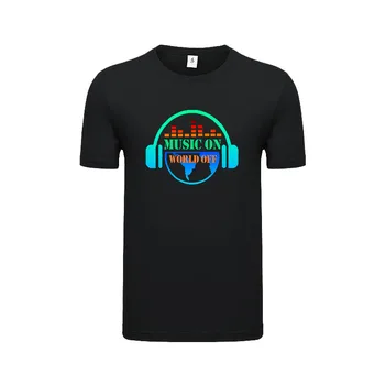 Muzikos Pasaulio Off Dizaino Unisex Marškinėliai Muzikos Mylėtojas Individualizuotas Pritaikymas Viršūnes Grynos Medvilnės Kvėpuojantis Tee Marškinėliai