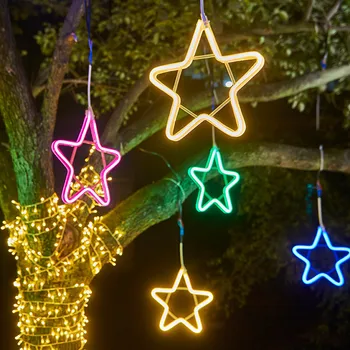 30CM Kalėdų LED Žvaigždučių Formos, Šviesos, Lauko, Sodo Kiemo Medžio Dekoro Styginių Šviesos Pasakų Girliandą Šviesos Spalvinga Star Kabo Šviesa