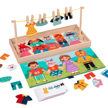 Vaikai Montessori Žaidimai, Mediniai Žaislai, Drabužiai Džiovinimo Dress-Up Puzzle Dėlionės Mąstymo Žaidimai Švietimo Atitikimo Rūšiavimo Žaislai, Dovanos