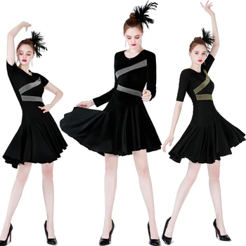 lotynų šokių suknelė moterims salsa stiliaus suknelė seksualus salsa suknelės cha cha kostiumas šiuolaikinio šokio kostiumų, šokių drabužiai moterims, juoda