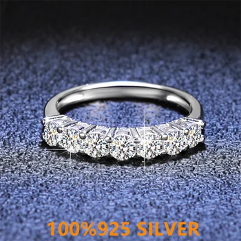 925 neišdildomus Sterlingas Sidabro moterų žiedas D spalva Mossan diamond eilės deimanto žiedas Kalėdų dovana