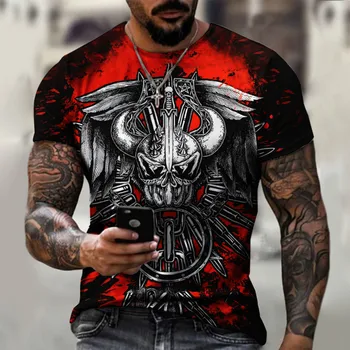 Vasaros Mados Siaubo Kaukolė 3D Spausdinimo vyriški T-Shirt Unisex Apvalios Kaklo trumpomis Rankovėmis Kvėpuojantis Negabaritinių Vyrų Marškinėliai Vyrams, Drabužiai