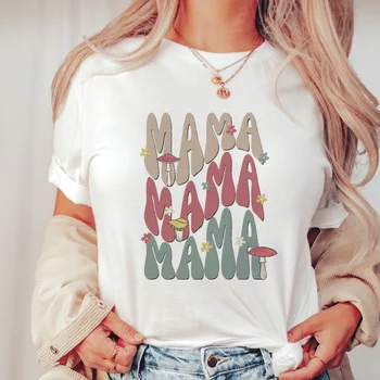 T-shirt Mados Kawaii Atsitiktinis Mielas Moterų Suknelė Mama Animacinių filmų Spausdinti marškinėliai trumpomis Rankovėmis Apvalios Kaklo Atsitiktinis Spausdinti trumpomis Rankovėmis.