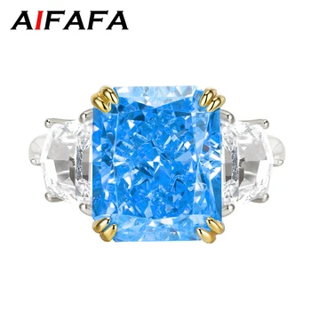AIFAFA 100% 925 Sterlingas Sidabro Putojantis Gaisro didelių Anglies, Deimantų 8*10 mm Akmuo Vestuviniai Žiedai Moterų Fine Jewelry