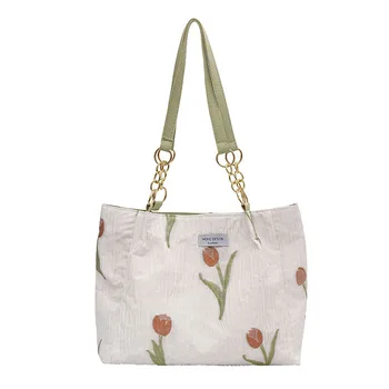 Šviežių ponios pečių maišą gėlių ranka nešti maišą didelės talpos paprasta išeinantis saugojimo krepšys