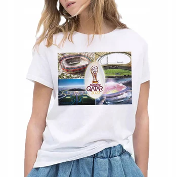 Moterims, Stilingas Futbolo Taurės Spausdinti Marškinėliai Vasaros Drabužių trumpomis Rankovėmis O-kaklo Viršuje Moterų Tees Laisvi Moteriški Drabužiai Moteris