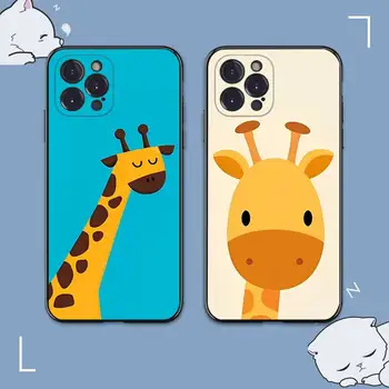 YNDFCNB Mielas Animacinių filmų Žirafa, Telefono dėklas Skirtas iPhone 13 Pro MAX 14 11 12 X Mini XS XR 6 7 8 Plus SE 2020 Minkštos TPU Dangtis