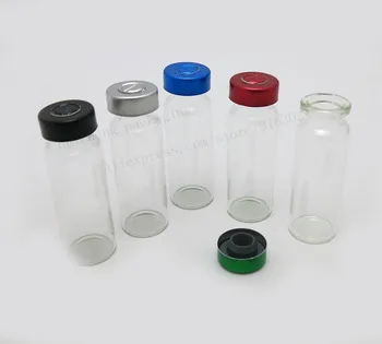 50 X 15ML, skaidraus stiklo buteliukai, buteliai su butilo silikono raudona kamščiu su Metalo Lids1/2oz Kosmetikos Containenrs