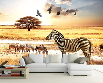 Custom freskos 3d Afrikos pievose zebra erelis dekoratyvinis dažymas gyvenimo kambario, miegamasis hotel fone papel pintado de sumalti