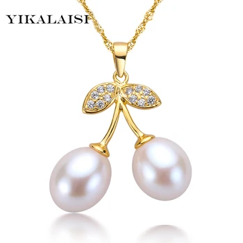 YIKALAISI 2017 100% Natūralių perlų karoliai pakabukas moterų balta perlų pakabukas sidabro papuošalai Geriausia dovana aukščiausios kokybės moterims