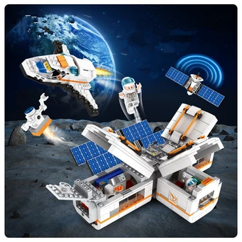 732pcs Streetscape Space Serijos Kosminės Stoties Miesto Arenoje SS Blokai Duomenys Ginklų Plytų Mini Žaislai Vaikams
