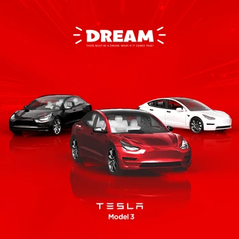 Svajonė 1/64 Tesla Model3 Diecast Modelio Automobilių
