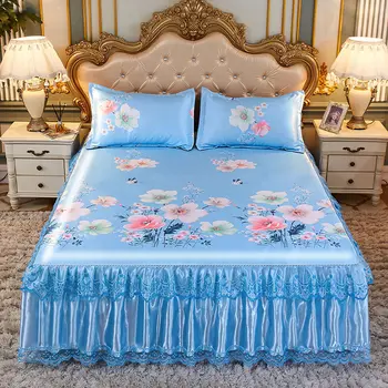 Vasaros lova sijonas trijų dalių komplektas 1,8 m lovos 1.5m1.2m lovos, dvi-piece set nėrinių lova sijonas kietas paklode