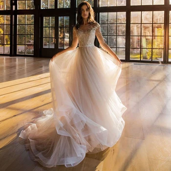 Paplūdimys Nėrinių Vestuvių Suknelė Iki 2021 M. Trys Ketv Rankovėmis Aplikacijos Puošnios Nuotakos Suknelė Boho Vien Nugaros Šalies Nuotakų Suknelės Princesė