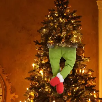 Kalėdų Eglutės Ornamentu, Kaip Grinches Pavogė Kalėdų Įdaryti Elf Kojos Įstrigo Už Kanapės Kalėdų Vainikas Durys, Namo Apdaila