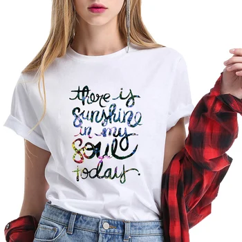 Saulės T-Shirt Girls Vasaros Trumpas Rankovės O-Kaklo Korėjos Versija Harajuku Laišką Mados Viršūnes Moterų Drabužių Cool Stiliaus Palaidinė