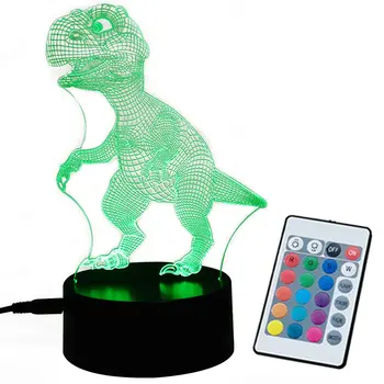 3D LED Nakties Šviesos Lempos Dinozaurų Serijos 16 Spalvinga Naktį šviesos Nuotolinio Valdymo stalinės Lempos Vaikas 