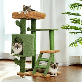 Kaktusas Katė Medžio Bokštas Katės Namas su Braižymo Paštu Mielas Žaisti Namų Baldai su Namu Nest Mordern Pet Vyriais