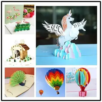 400* creative 3D popieriaus gimtadienio pop-up kortelės vienaragis Pegasus festivalis Kvietimų į vakarėlius atvirukas atvirukas padėkos kortelės