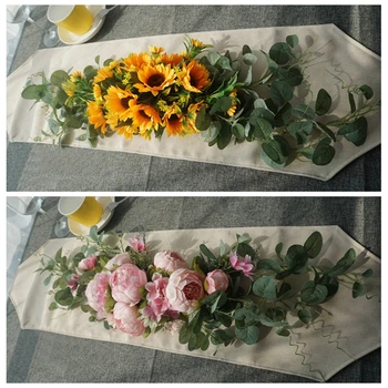 50/75CM Dirbtinių gėlių konferencijos stalo gėlių eilės rožė, bijūnas tulpių lapų vestuves dekoro stalo centerpieces gėlių runner