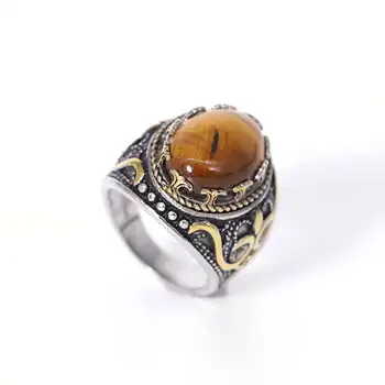 Boho, Nerūdijančio Plieno, Aukso Spalvos Žiedas Turkio Spalvos Nerūdijančio Plieno Noble Žiedas