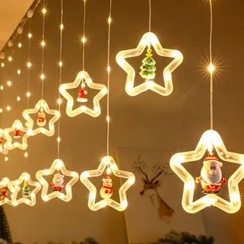 Kalėdų Pasakų Žibintai 2,5 m Led String Žibintai Star Girlianda ant Lango Užuolaidą, Patalpų Medžio Apdaila Kalėdų Šviesos