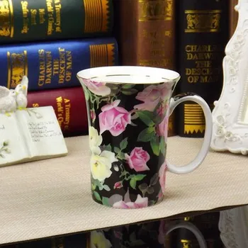 Mėgėjams Kalėdų dovana Europos Puodelis raudonųjų ir baltųjų rožių Kaulų Kinija Gėlių pieno arbata nustatyti sielovados kavos gerti rinkinys