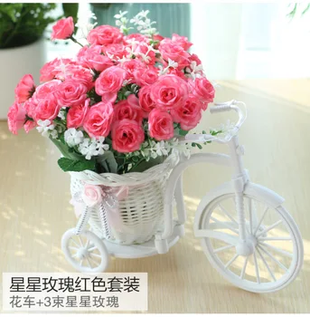 Darbastalio ekrano modeliavimas gėlių varantys automobilių gėlių, rožių bonsai netikrą gėlių dekoras nustatyti vestuvių puošimas, gėlių, dviračių apdaila