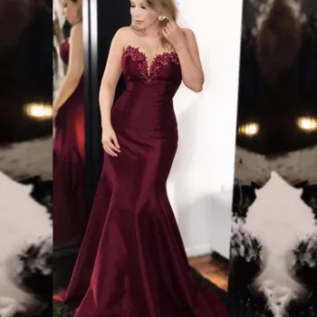 Prom Įžymybė Vakaro Suknelės 2022 Ilgai Bordo Prabangus Elegantiškas Undinė Gala Plius Dydis Suknelė Moterims Vestuves