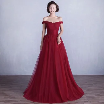 Vyno raudoną vakarinę suknelę ilgai korėjos mados vienos pečių taurę Bridal Vestuvinė Suknelė