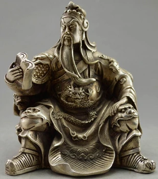 Kolekcines, Dekoruoti Senas, rankų darbas Tibeto Sidabro Raižyti gong Guan Skaityti Statula nemokamas PRISTATYMAS