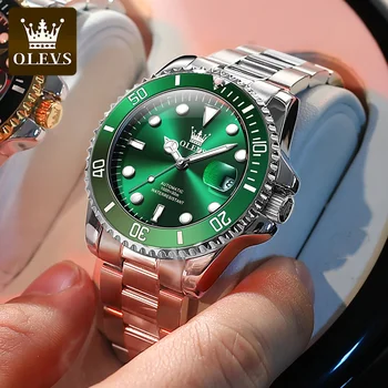 OLEVS Naujas Vyrų Automatinis Mechaninis laikrodis Prabangos Prekės ženklo Žiūrėti Vyrų Klasikinio Stiliaus Šviesos Vandeniui Bauda Plieno Sporto Žiūrėti
