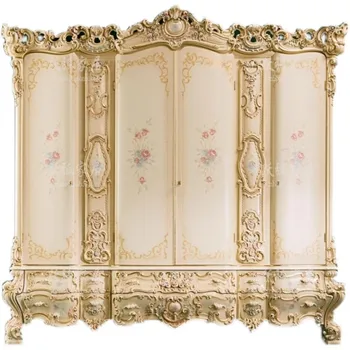 Custom high-end custom Europos prabangių medžio drožė keturių durų spinta prancūzų Princesė drabužių saugojimo dažytos spinta baldai