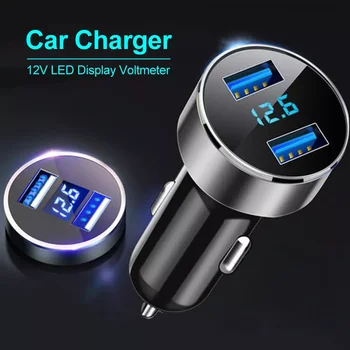 Nemokamas Pristatymas 12V LED Ekranas Voltmeter Automobilinis Įkroviklis, Cigarečių Degiklio Automobilių Mobiliųjų Telefonų Kroviklį Smart USB Dual Greitai Ch