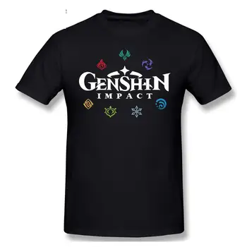 Genshin Poveikio Elementų (Spalvų) T Shirts Drabužius Vyrų Marškinėlius Mados Palaidinukė Medvilnės Drabužiai Marškinėliai Tee Viršų
